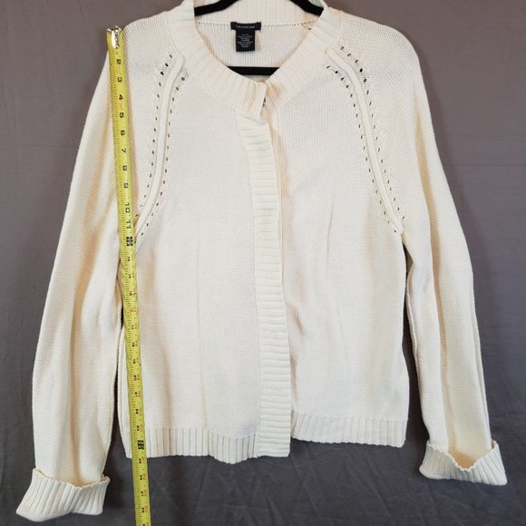 Women’s Calvin Klein Jeans White Tight Knit Button Down Sweater Cardigan Size XL - Picture 10 of 12